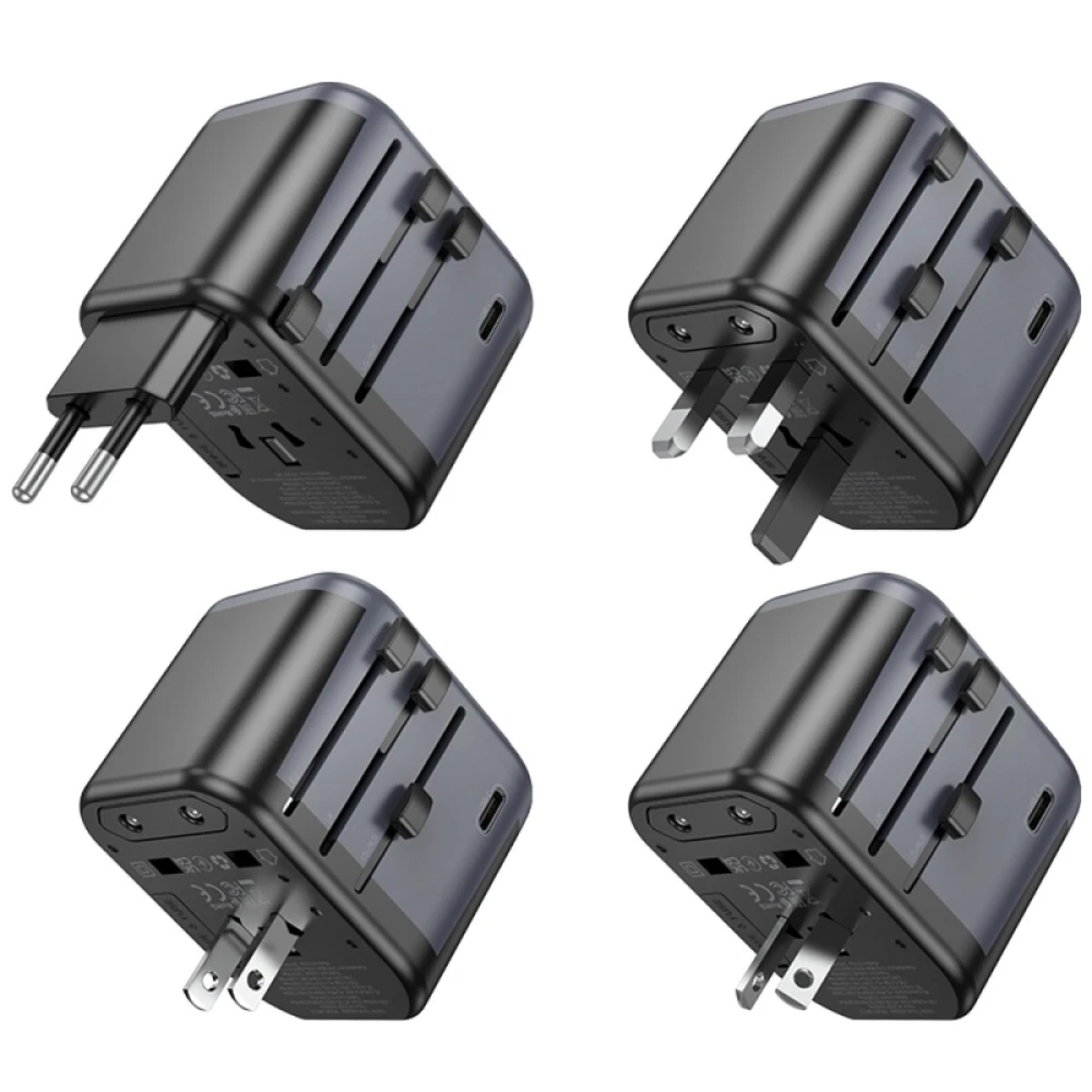 Borofone BAC12 Universal Travel Adapter με 2 Θύρες USB-A, 1 Θύρα USB-C & Πρίζα – Μαύρο