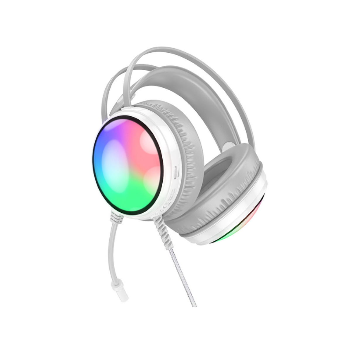 Borofone BO108 Flame Gaming Ακουστικά με LED Φωτισμό, Μικρόφωνο & USB/3.5mm – 50mm Drivers - Λευκά
