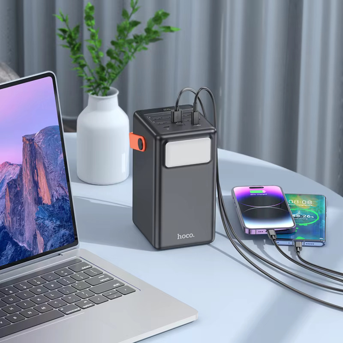 Hoco J142 Power Bank 100000mAh 22.5W με 8 Θύρες (6x USB-A, 2x USB-C) – Μαύρο