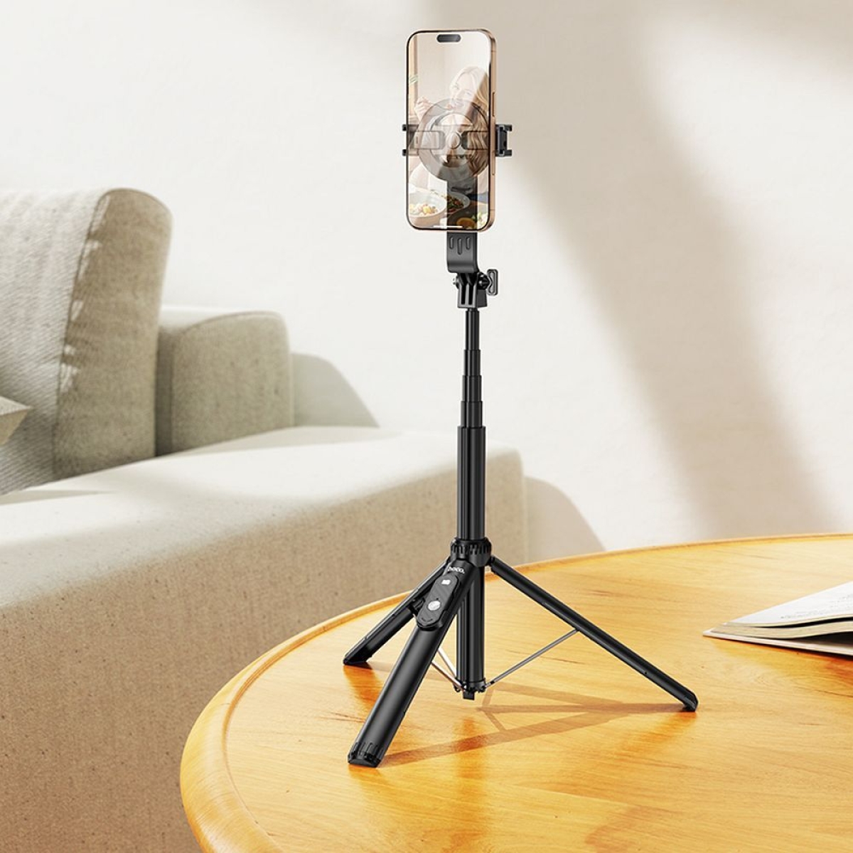 Hoco K25 Μαγνητικό Selfie Stick με Τρίποδο έως 1,5m & Ασύρματο Τηλεχειριστήριο – Μαύρο