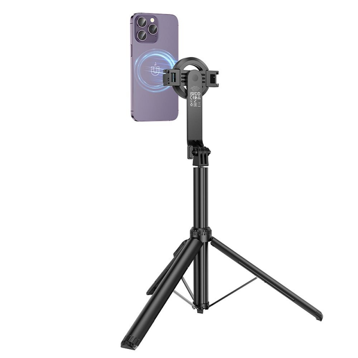 Hoco K25 Μαγνητικό Selfie Stick με Τρίποδο έως 1,5m & Ασύρματο Τηλεχειριστήριο – Μαύρο