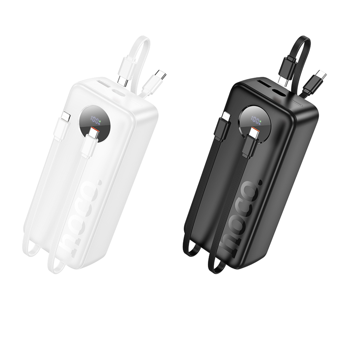 Hoco J132B Sabio Power Bank 30000mAh – PD 20W + QC 22.5W με Ενσωματωμένα Καλώδια & LED Οθόνη – Μαύρο