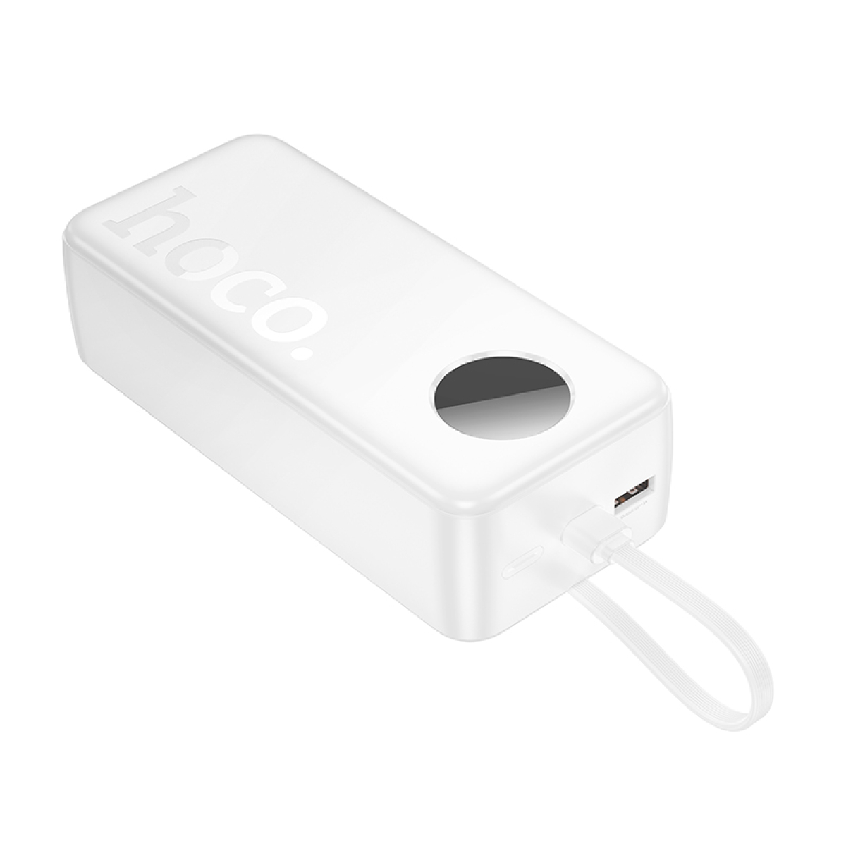Hoco J132B Sabio Power Bank 30000mAh – PD 20W + QC 22.5W με Ενσωματωμένα Καλώδια & LED Οθόνη – Λευκό