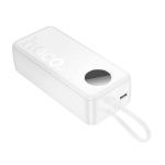 Hoco J132B Sabio Power Bank 30000mAh – PD 20W + QC 22.5W με Ενσωματωμένα Καλώδια & LED Οθόνη – Λευκό