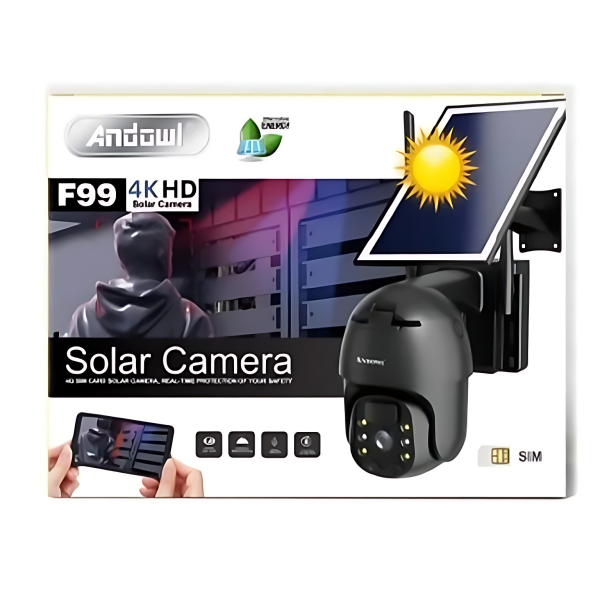 Αδιάβροχη ηλιακή κάμερα με SIM 4G 4K HD Andowl F99 - μαύρο