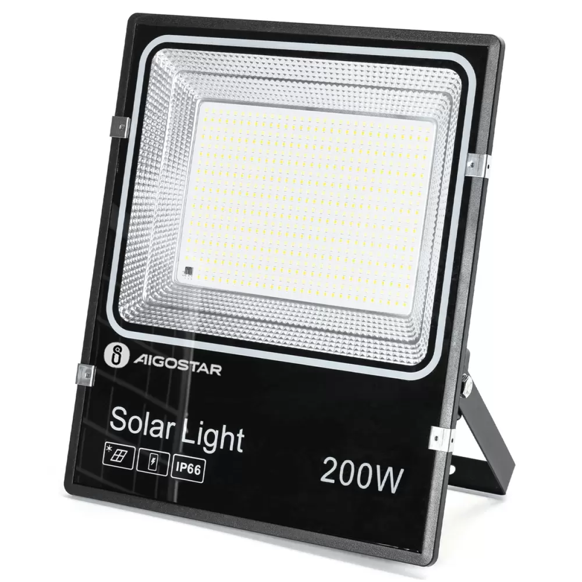 Αδιάβροχος ηλιακός προβολέας 200W με πάνελ και τηλεχειριστήριο Aigostar - μαύρο - Image 2