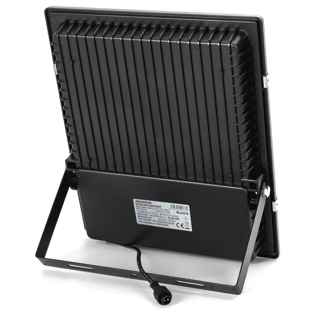Αδιάβροχος ηλιακός προβολέας 200W με πάνελ και τηλεχειριστήριο Aigostar - μαύρο - Image 4