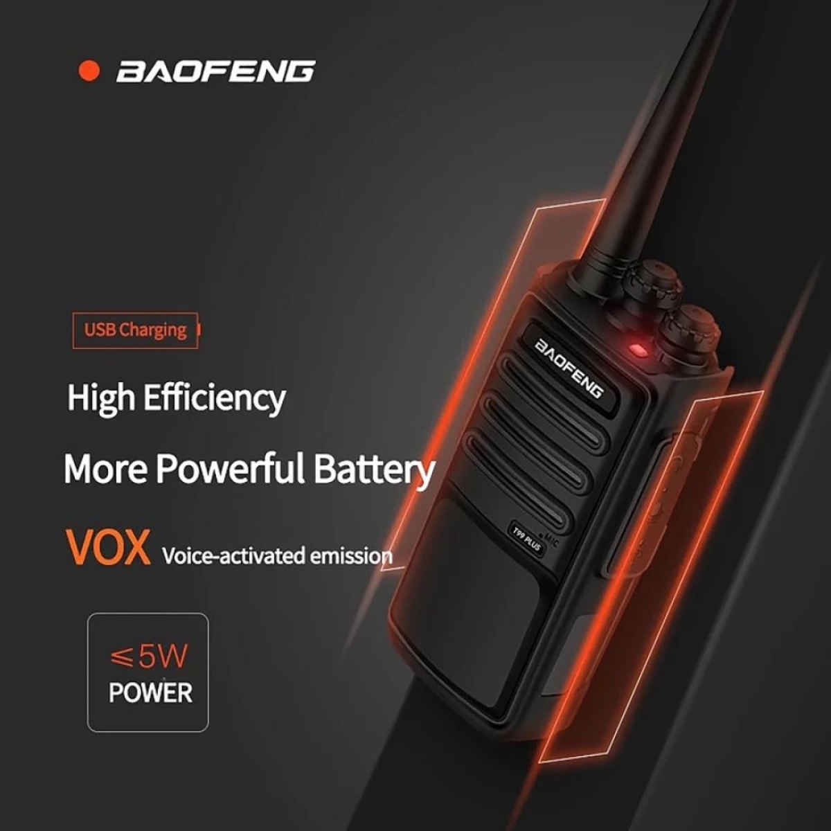 Ασύρματος Πομποδέκτης UHF 10W χωρίς Οθόνη με 16 Κανάλια – Baofeng BF-T99 Plus, Κόκκινο
