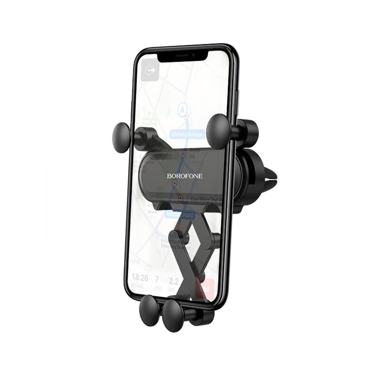 BOROFONE BH19 Eddie Gravity Βάση Κινητού Αυτοκινήτου για Αεραγωγό και Συσκευές 4” έως 6.5” – Μαύρο