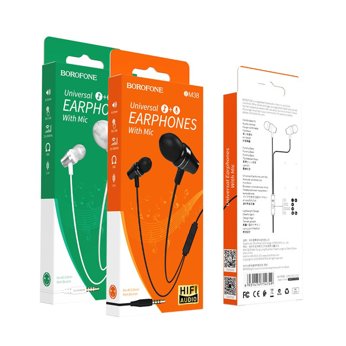 BOROFONE BM38 Bright Sound Ενσύρματα Ακουστικά με Μικρόφωνο και Κουμπί Ελέγχου – 3.5mm Jack – Μαύρα