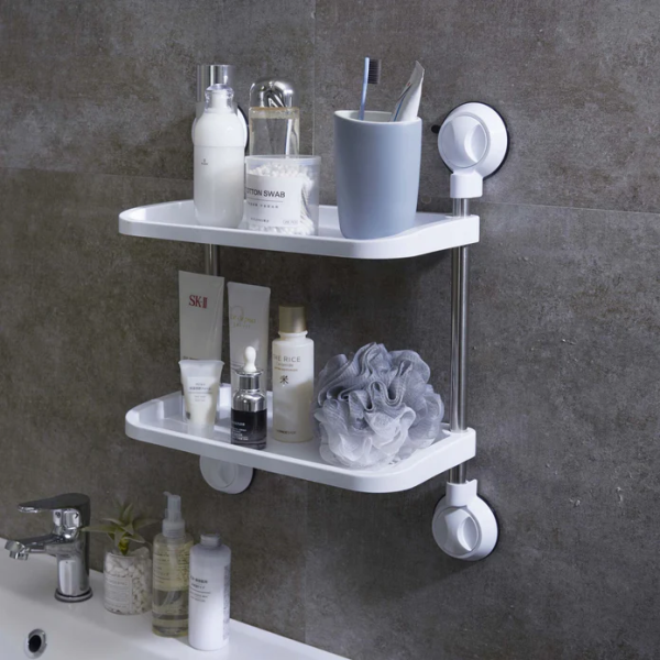 Διπλό Ράφι Μπάνιου Με Βεντούζες 37x18.4x49cm Kmt Style 5200795