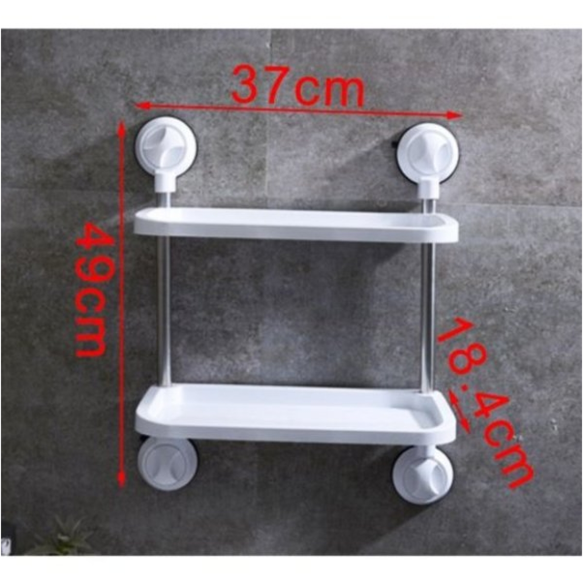 Διπλό Ράφι Μπάνιου Με Βεντούζες 37x18.4x49cm Kmt Style 5200795