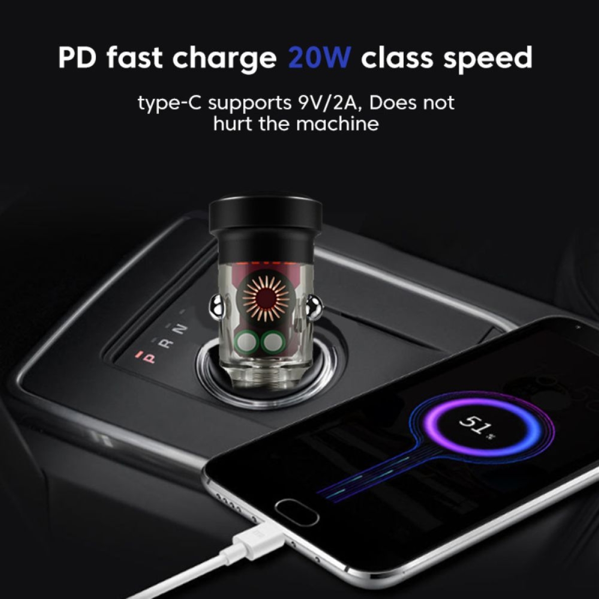 Διπλός Φορτιστής Αυτοκινήτου 48W με PD 20W, QC 3.0 & LED Φωτισμό – W16577-4-3