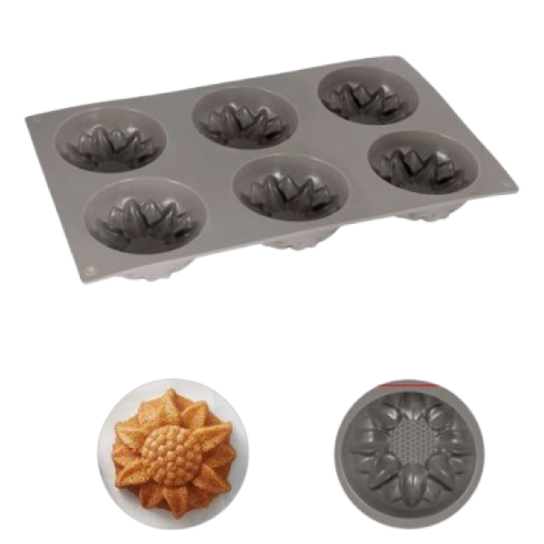 Φόρμες Ψησίματος Σιλικόνης 6 Θέσεων Λουλούδι 30x17.5x3.3cm Κmt Style 2416118