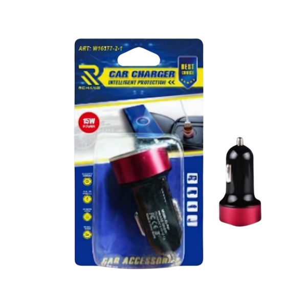 Φορτιστής Αυτοκινήτου Dual USB 15W / 3.1A με LED Φωτισμό – W16930-1, Κόκκινο