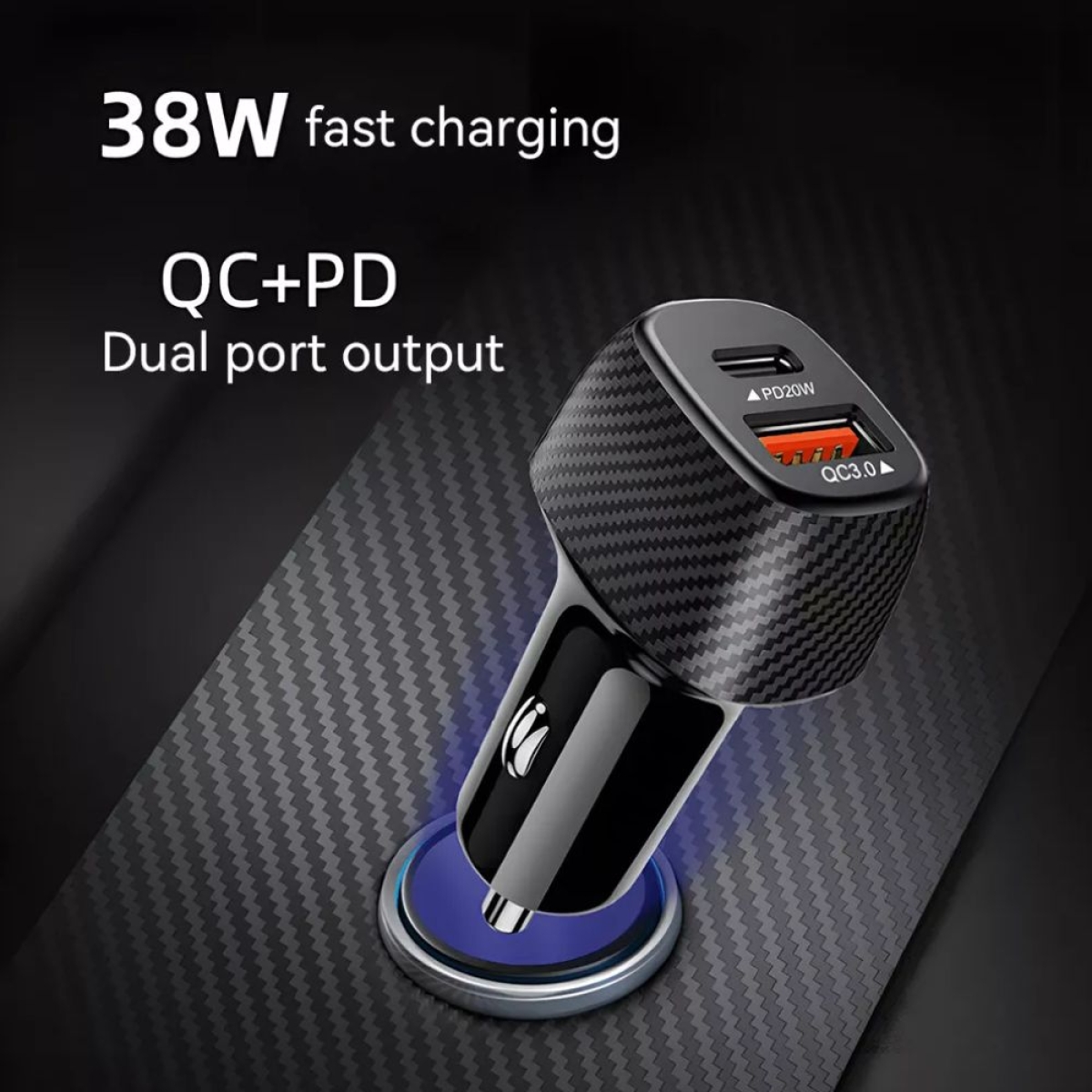 Φορτιστής Αυτοκινήτου W16929-2 Dual USB 38W με PD 20W & QC3.0 – Carbon
