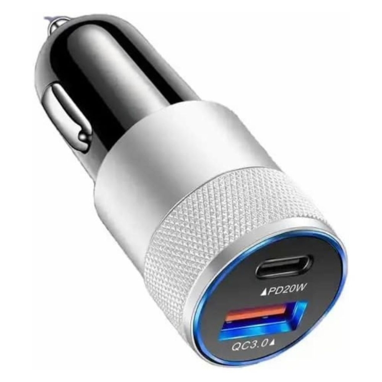 Φορτιστής Αυτοκινήτου W16929-6 Dual USB PD20W & QC3.0 – Ασημί