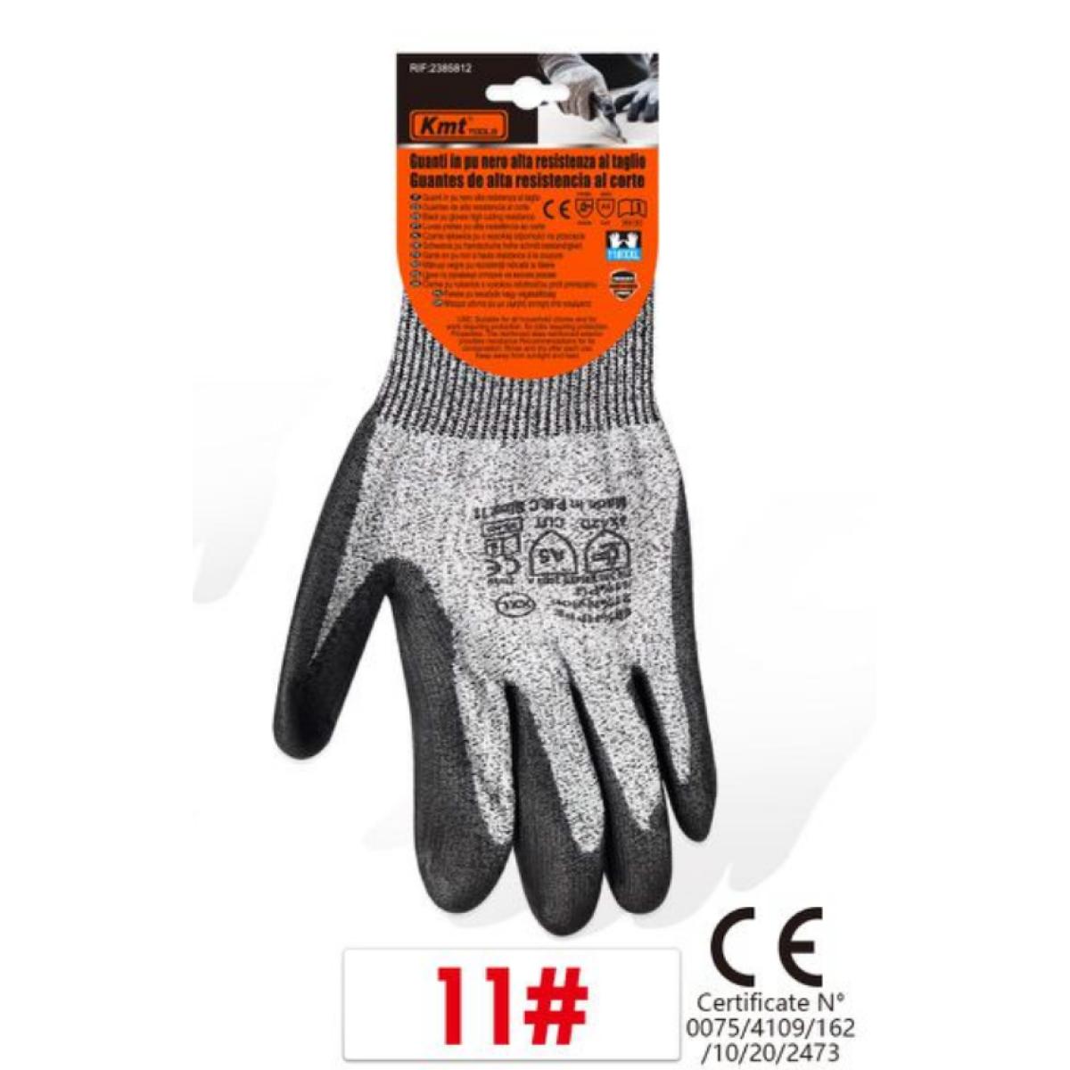 Γάντια Αντοχής Κοπής PU XXL Γκρι-Μαύρα Kmt Tools 2385812
