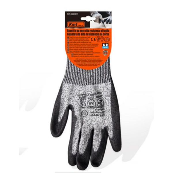 Γάντια Εργασίας Αντοχής Σε Κοπές Μαύρα PU Kmt Tools 2385811