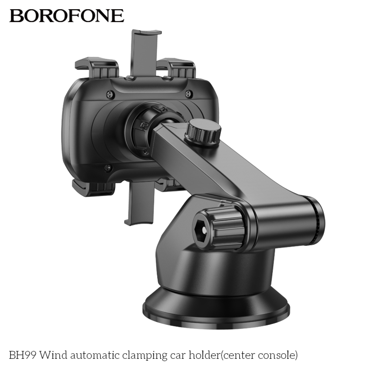 Borofone BH99 Βάση Κινητού Αυτοκινήτου Με Ρυθμιζόμενα Άγκιστρα – Για Παρμπρίζ & Ταμπλό – Μαύρη