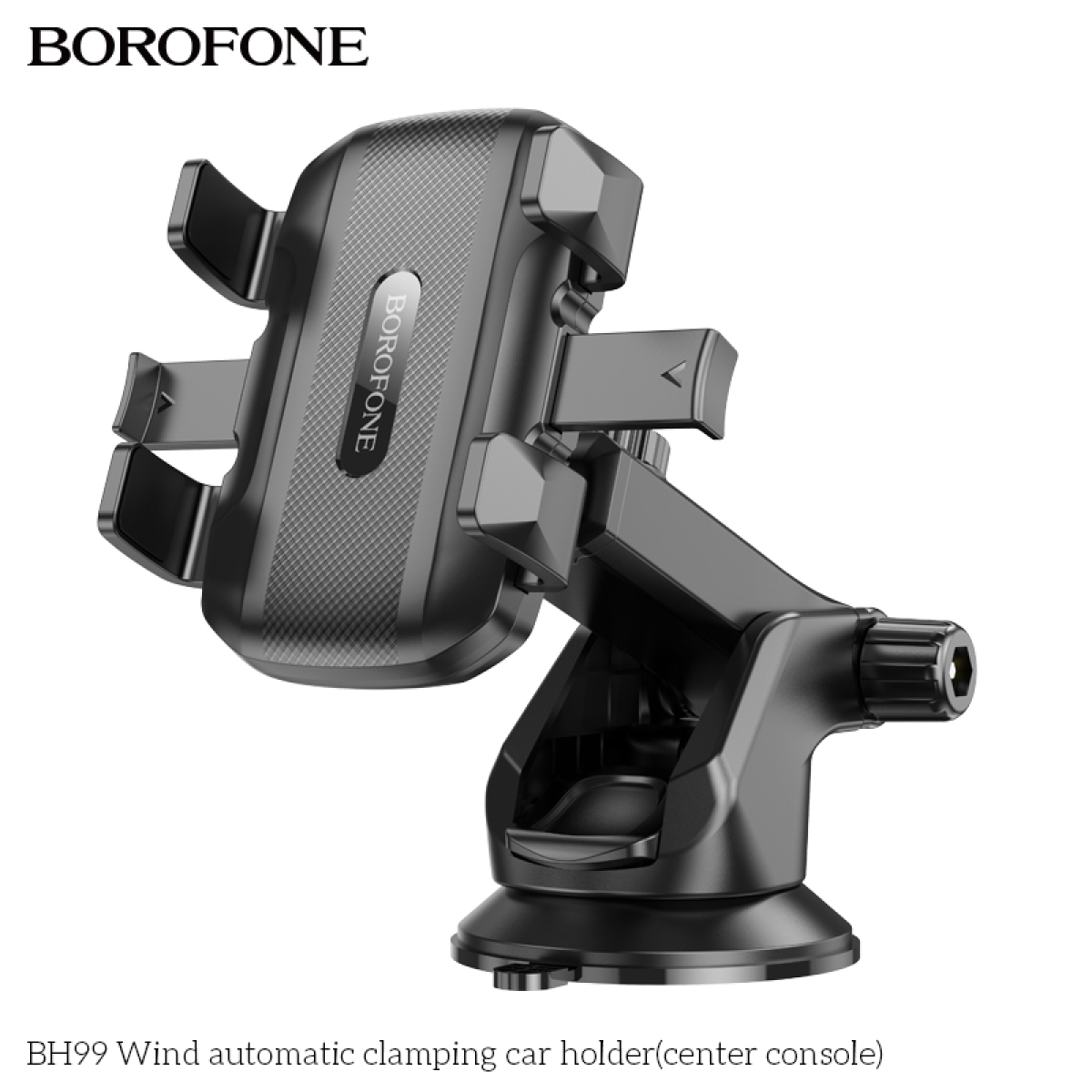 Borofone BH99 Βάση Κινητού Αυτοκινήτου Με Ρυθμιζόμενα Άγκιστρα – Για Παρμπρίζ & Ταμπλό – Μαύρη
