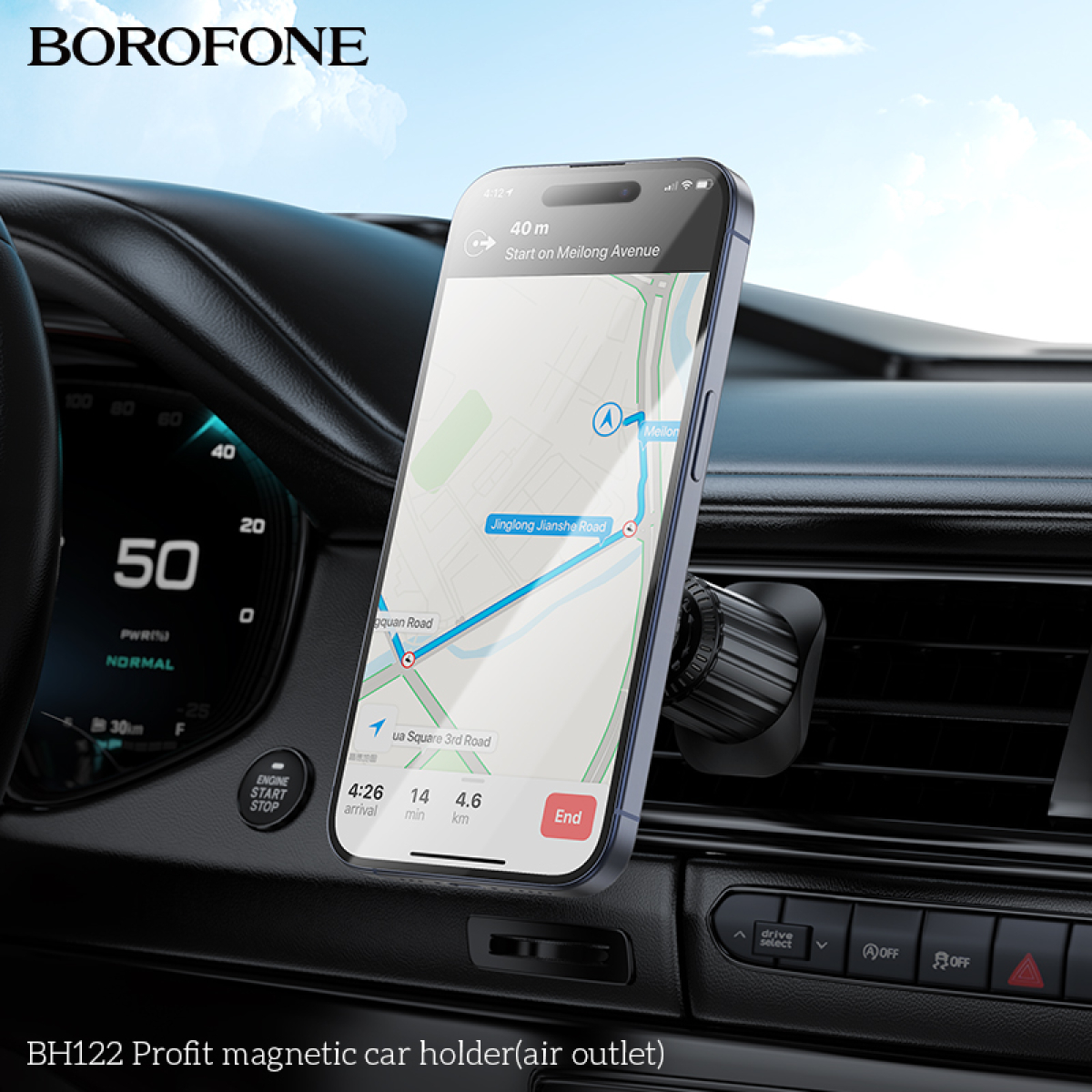 Borofone BH122 Profit Μαγνητική Βάση Κινητού Αυτοκινήτου – Για Αεραγωγό – Μαύρη