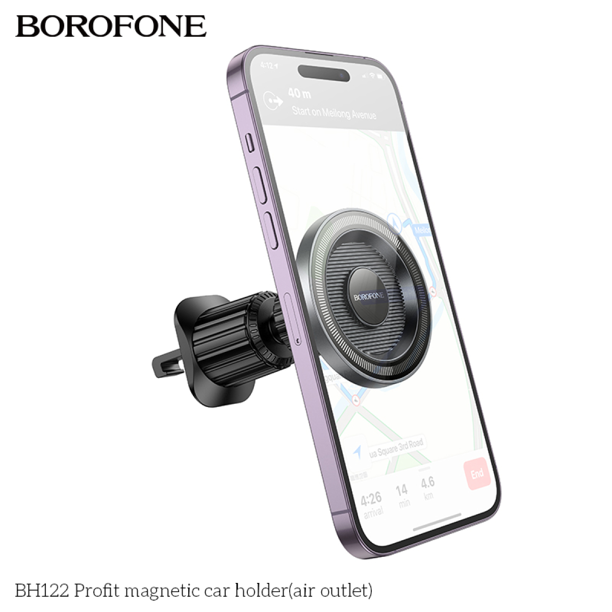 Borofone BH122 Profit Μαγνητική Βάση Κινητού Αυτοκινήτου – Για Αεραγωγό – Μαύρη