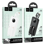 Hoco J132 Sabio Power Bank 10000mAh – PD 20W + QC 22.5W με Ενσωματωμένα Καλώδια & LED Οθόνη – Μαύρο