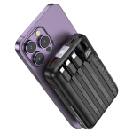 Hoco J135 Rico Power Bank 10000mAh 22.5W με Ασύρματη Φόρτιση, Καλώδια & Stand - Μαύρο