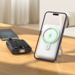 Hoco J135 Rico Power Bank 10000mAh 22.5W με Ασύρματη Φόρτιση, Καλώδια & Stand - Μαύρο