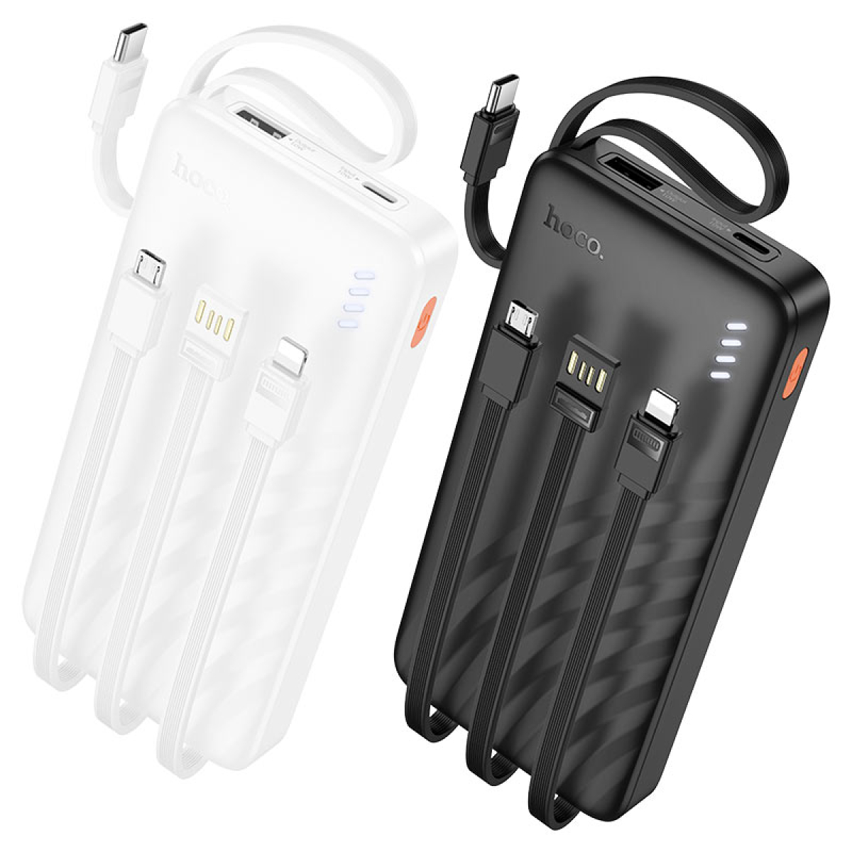 Hoco J146 “Night Tide” Power Bank 10000mAh με 4 Καλώδια & Ένδειξη LED – Λευκό
