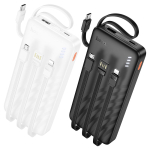 Hoco J146 “Night Tide” Power Bank 10000mAh με 4 Καλώδια & Ένδειξη LED – Λευκό