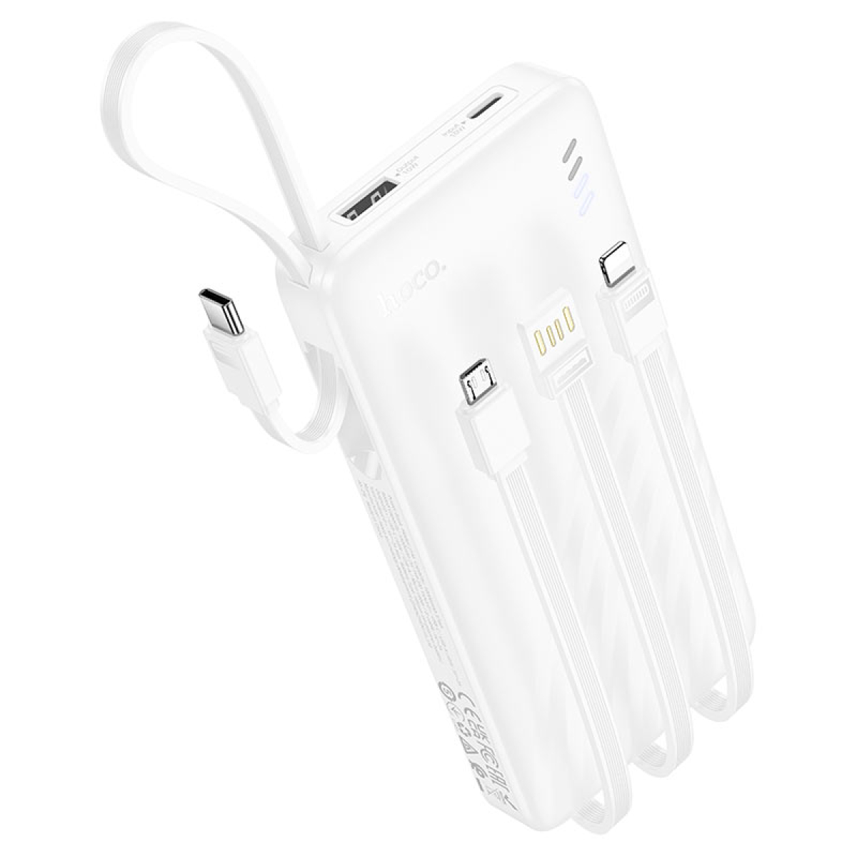 Hoco J146 “Night Tide” Power Bank 10000mAh με 4 Καλώδια & Ένδειξη LED – Λευκό