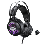 Hoco W101 Streamer Gaming Headphones – Ενσύρματα Ακουστικά με Διπλό Jack 3.5mm, Μικρόφωνο & LED - Μαύρα