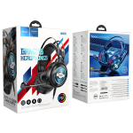 Hoco W101 Streamer Gaming Headphones – Ενσύρματα Ακουστικά με Διπλό Jack 3.5mm, Μικρόφωνο & LED - Μαύρα