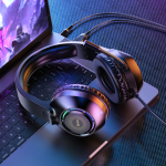 Hoco W108 Sue Gaming Headphones με Μικρόφωνο, Φωτισμό & Διπλή Σύνδεση – Μαύρα