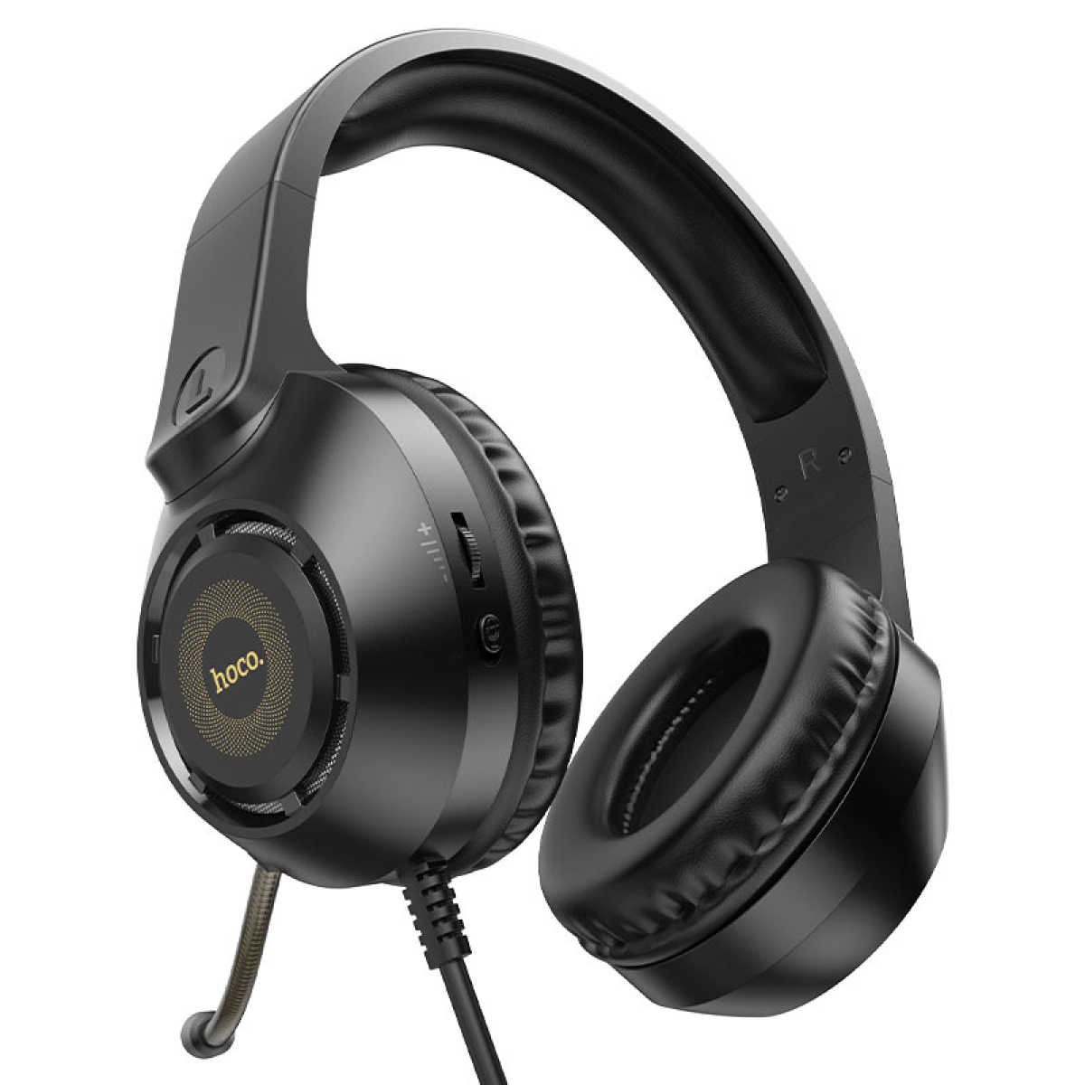 Hoco W108 Sue Gaming Headphones με Μικρόφωνο, Φωτισμό & Διπλή Σύνδεση – Μαύρα