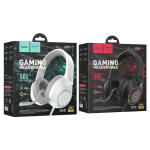 Hoco W108 Sue Gaming Headphones με Μικρόφωνο, Φωτισμό & Διπλή Σύνδεση – Μαύρα