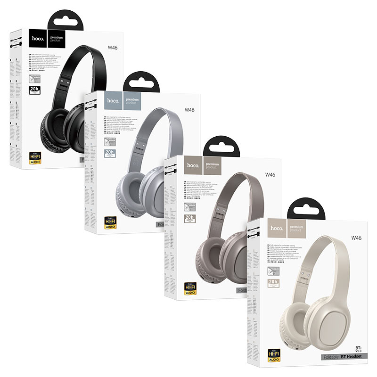 Hoco W46 Charm Ασύρματα & Ενσύρματα Ακουστικά Bluetooth 5.3 Over-Ear με AUX, Μικρόφωνο & 20 Ώρες Αυτονομία – Μαύρα