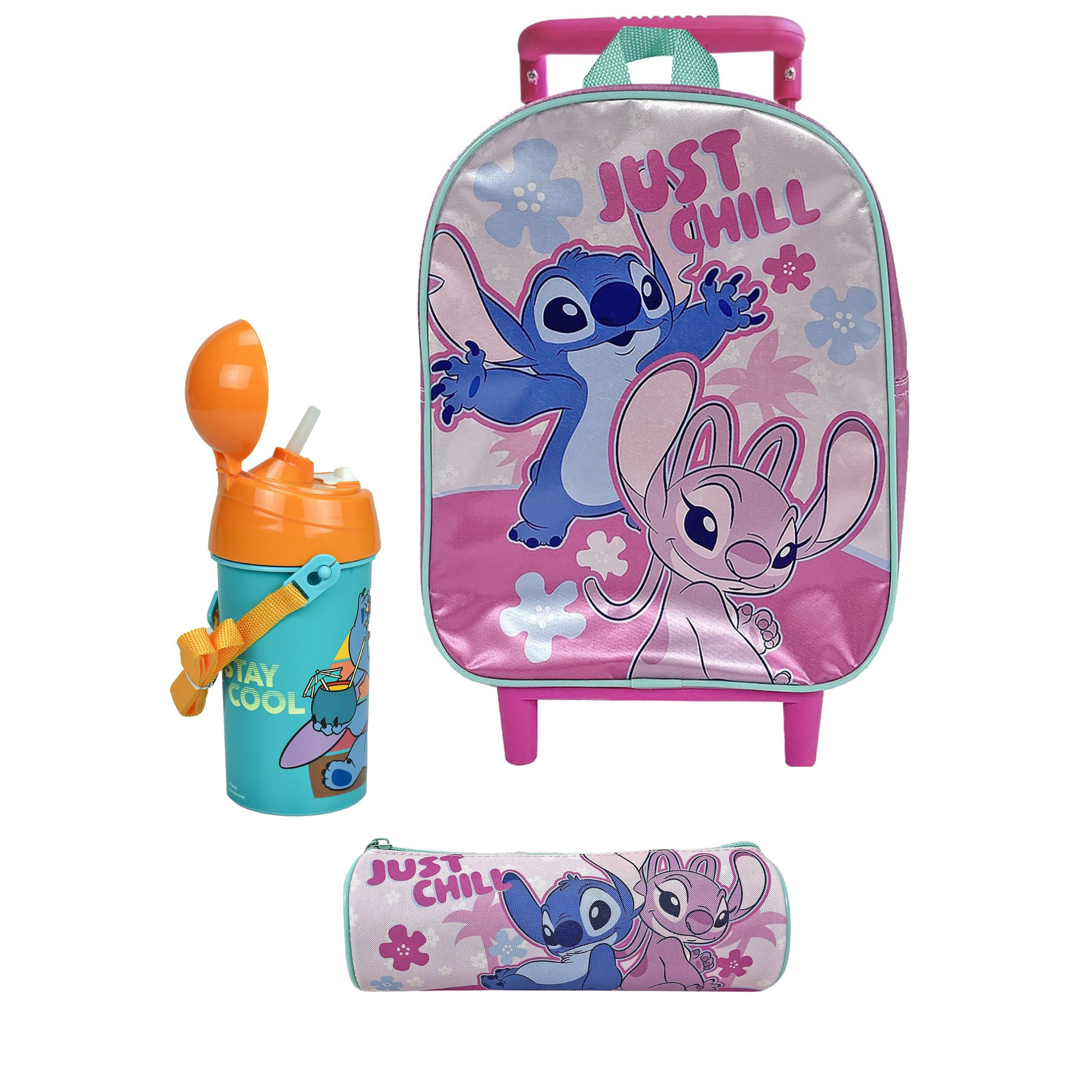 Σετ Lilo & Stitch με Παγούρι 500ml, Τσάντα Τρόλεϊ Νηπίου & Κασετίνα Βαρελάκι – Ιδανικό για το Νηπιαγωγείο