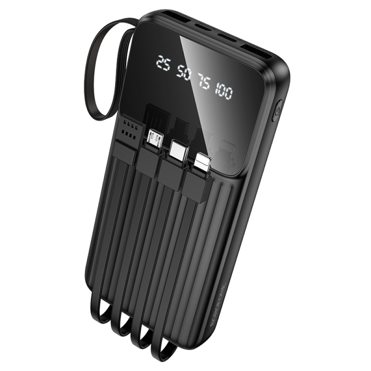 Borofone BJ76 Smart Power Bank 10000mAh με 4 Ενσωματωμένα Καλώδια & LED Ένδειξη – Μαύρο