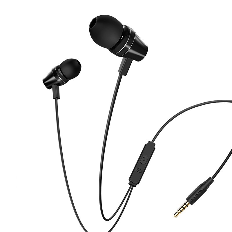 Borofone Bm38 Bright Sound Ενσύρματα Ακουστικά Με Μικρόφωνο Και Κουμπί Ελέγχου – 3.5Mm Jack – Μαύρα