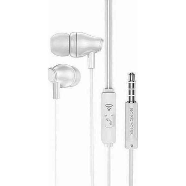 BOROFONE BM61 Wanderer – Ενσύρματα Ακουστικά με Μικρόφωνο & Κουμπί Ελέγχου – Λευκά