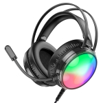 Borofone BO108 Flame Gaming Ακουστικά με LED Φωτισμό, Μικρόφωνο & USB/3.5mm – 50mm Drivers - Μαύρα