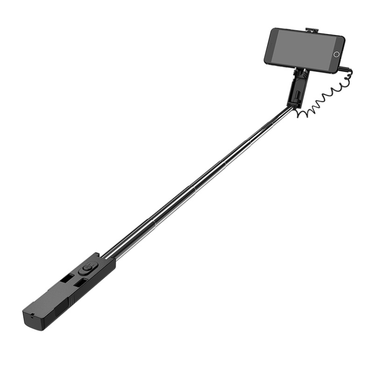 BOROFONE BY3 Selfie Stick με Καλώδιο 3.5mm – Ενσύρματος Χειρισμός για Φωτογραφίες & Selfies – Μαύρο