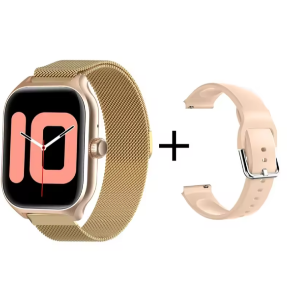 GTS4 Smartwatch Unisex – 2 Λουράκια, Κλήσεις Bluetooth, GPS & Πλήρεις Λειτουργίες Υγείας – Χρυσό