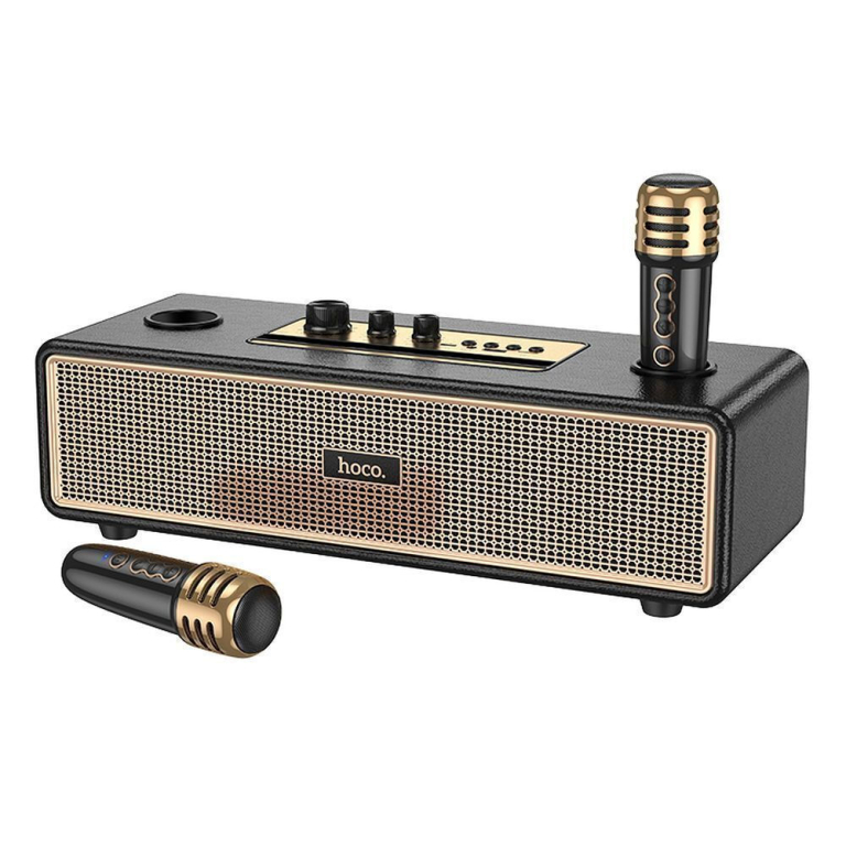 Hoco BS63 Graceful Ασύρματο Bluetooth Ηχείο με 2 Ασύρματα Μικρόφωνα – 20W, 4500mAh, Bluetooth 5.4 - Χρυσό/Μαύρο