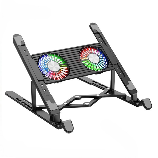 Hoco DH17 Cooling Pad με 2 Ανεμιστήρες & RGB Φωτισμό για Laptop έως 17.3” – Μαύρο