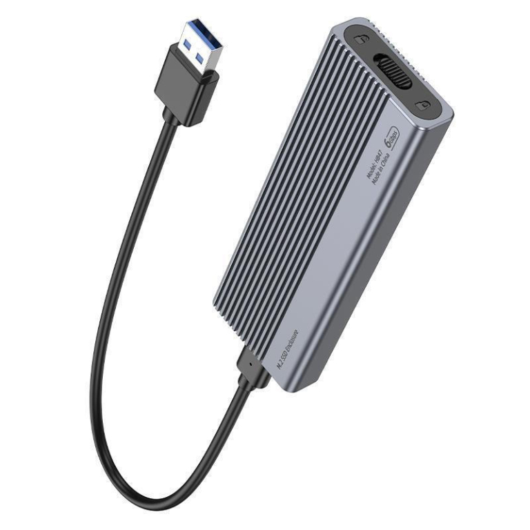 Hoco HB47 M.2 NVMe SSD Θήκη USB3.1 έως 4TB Αλουμινίου με Ταχύτητα 6Gbps - Γκρί
