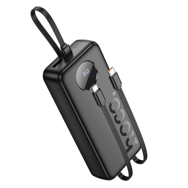 Hoco J132A Sabio Power Bank 20000mAh 22.5W + PD20W και 2 Ενσωματωμένα Καλώδια – Μαύρο